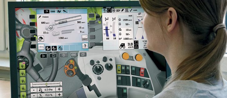 Claas was awarded a gold medal for innovation from the German Agricultural Society for the company’s farm machinery simulator. The online technology allows a new operator or owner of a machine to get to know the machine before entering the cab. Farmers can also learn how it would typically perform in difficult conditions. | Agritechnica photo
