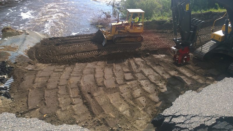 Highway 16 washout 1 km west of Elfros, Sask. | photo courtesy Sask. Ministry of Highways and Infrastructure