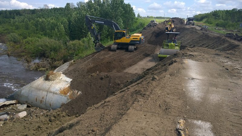 Highway 16 washout 1 km west of Elfros, Sask. | photo courtesy Sask. Ministry of Highways and Infrastructure