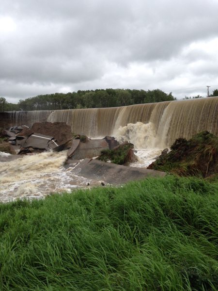 Highway 16 washout 1 km west of Elfros, Sask. | photo courtesy Sask. Ministry of Highways and Infrastructure