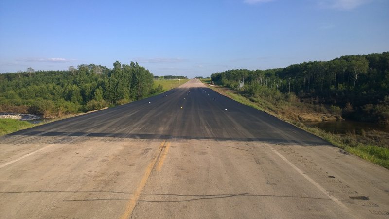 Highway 16 washout 1 km west of Elfros, Sask. - repair complete. | photo courtesy Sask. Ministry of Highways and Infrastructure
