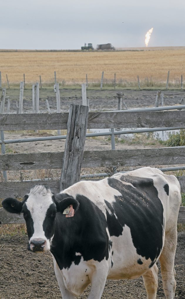 Liquid manure is spread on the dairy farm of Andre LaFreniere 1.5 km north of the gas fire. | William DeKay photo