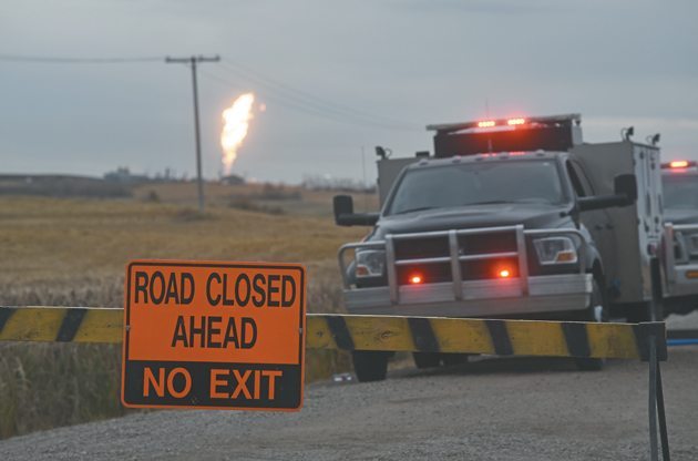 Several roads were blocked and about 13 people who live nearby were ordered to evacuate their homes because of the fire. | William DeKay photo