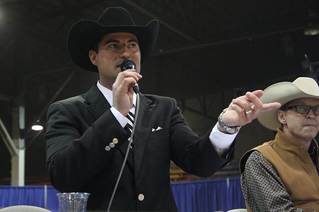 Trey Morris, of Murray, Kentucky, won the auctioneers competition at Canadian Western Agribition Nov. 24, 2014. | Karen Briere photo