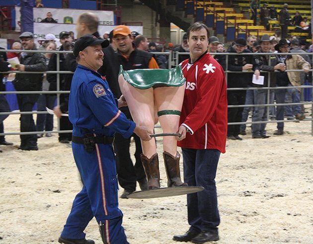 One of the more unusual items auctioneed for charity during the Winners Circle Auctioneers Competition at Agribition. Total proceeds of $8,000 were donated to STARS. | Karen Briere photo