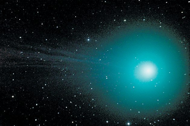 Comet C/2014 Q2 (Lovejoy) appeared to the naked eye for a while, but now must be viewed through binoculars or a telescope. This picture was taken through a 305 mm telescope on Jan. 15.