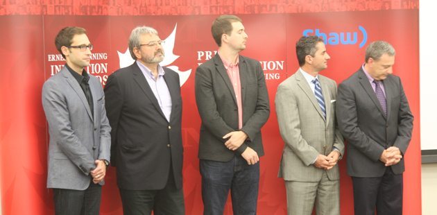 Ten innovators were honoured with the Earnest C. Manning Awards Foundation on Thursday, Oct. 1 in Saskatoon, Sask. Pictured are award winners Fabrizio Chiacchia, Vito Forte, Mathew Sheridan, Richard Tyc and Mark Torchia. | Ashley Robinson photo