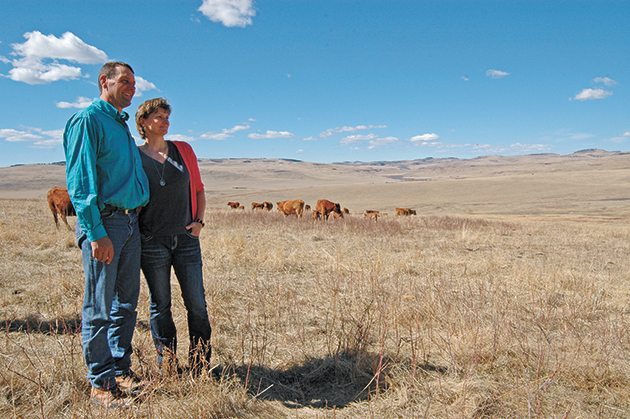 Gerald and Patricia Vandervalk operate VXV Farms along with Gerald’s father and mother, Jack and Merry Vandervalk. The ranch is 4,400 acres with a 400-head cow herd. Barb Glen photo.