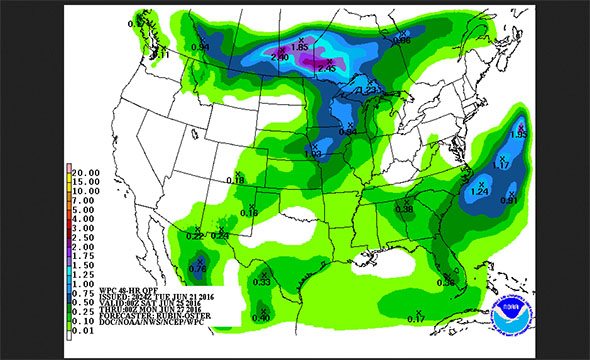 Weekend rain. Source: U.S. Climate Prediction Center.