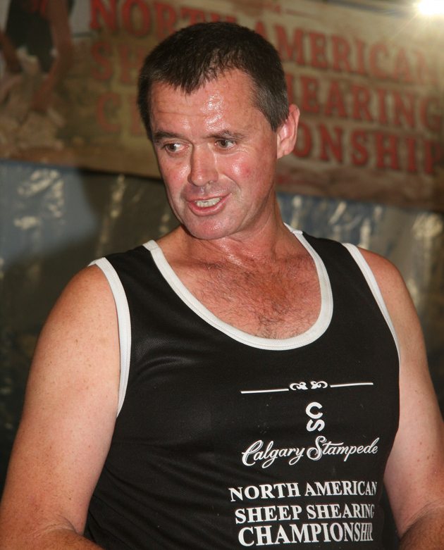 In the final heat of the Calgary Stampede sheep shearing competition, Australian Mike Pora sheared six sheep in 6.25 minutes. | Barbara Duckworth photo