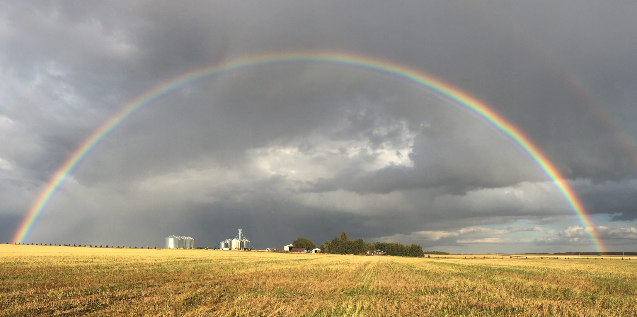 A rainbow graces a harvested field on the Szakacs farm near Melfort, Sask. | Janaya Szakacs photo