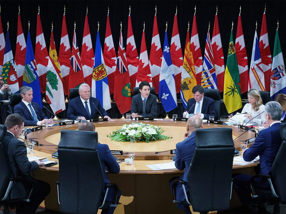 Prime Minister Justin Trudeau meets with Canadian premiers January 15, 2025.