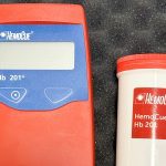 A photo of the HemoCue hemoglobin analyzer.