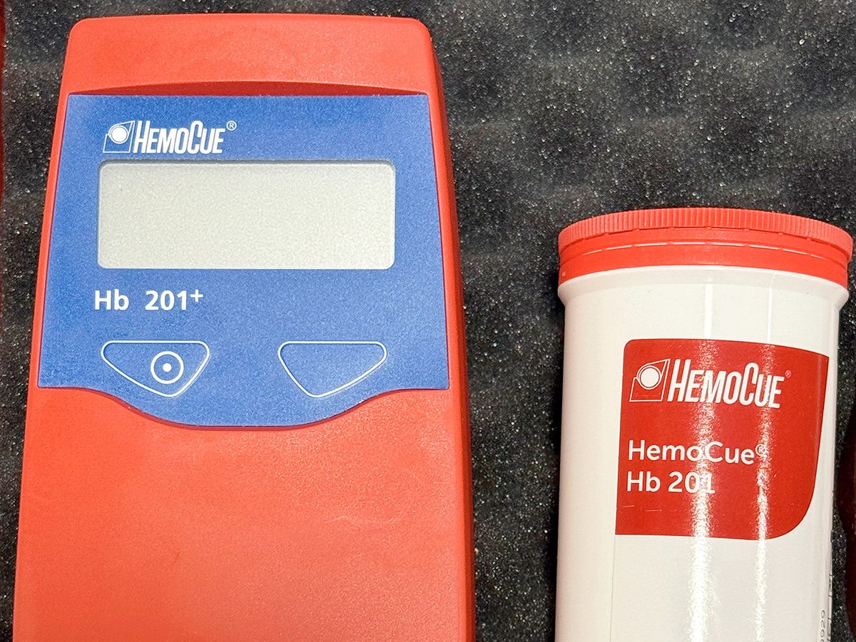 A photo of the HemoCue hemoglobin analyzer.