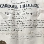 A photo of the author's grandmother’s university certificate from her university in Wisconsin.