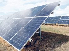 A large array of solar panels.