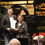 Manfred Kanehl, a contributor to advancements in animal welfare and food safety within the Canadian egg industry, was inducted into the hall of fame posthumously. His daughter, Susan Schafers, accepted the award from Alberta agriculture minister RJ Sigurdson. | Supplied photo