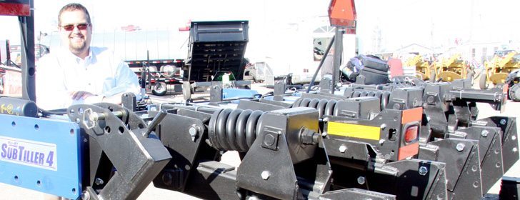  The big springs on the Blu-Jet  SubTiller 4 don’t trip out until 3,000 pounds, according to Canada’s Blu-Jet representative Todd Botterill of Newton, Man.  |  Ron Lyseng photo