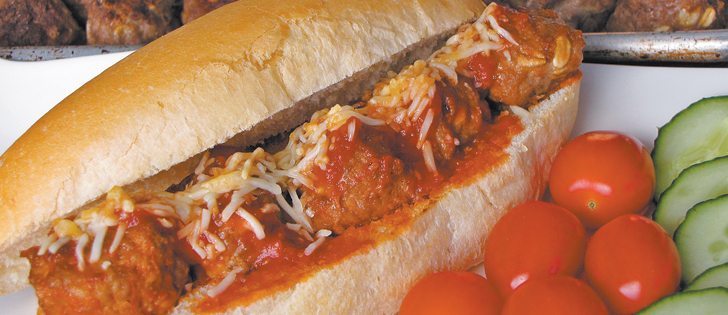 Use beef, a mixture of beef and pork, or ground turkey or chicken to make up a large batch of meatballs. Freeze and then make a variety of quick meals using different sauces or recipes. For a sandwich, place three or four meatballs on a panini bun and top with grated cheese. Melt under broiler.  |  Betty Ann Deobald photo