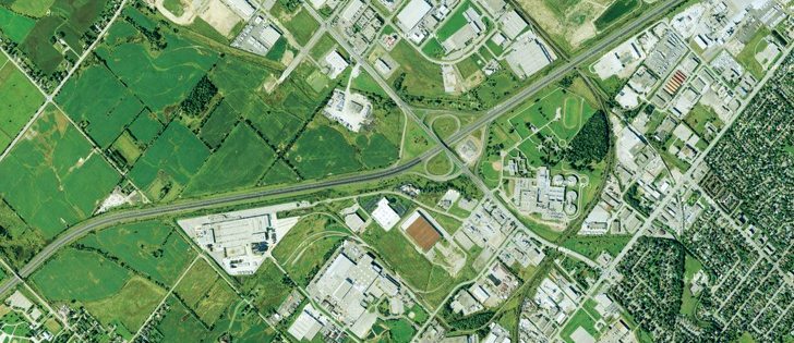 Urban areas and major highways entwine tightly with farmland in the Greater Toronto Area. This map shows areas near Campbellville, Ont., about 60 kilometres southwest of Toronto.   |  Google Maps image