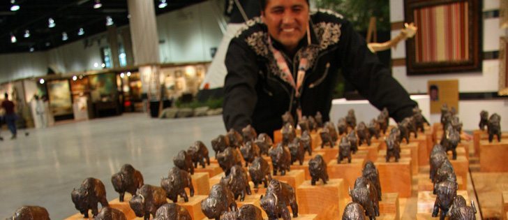Saskatoon artist Adrian Stimson created 101 bison to celebrate the animals and the Calgary Stampede Centennial. Most of Stimson's paintings, sculptures and stage work pay tribute to the bison, which sustained the Blackfoot indians for thousands of years on the Prairies. Each of these bison was hand carved and then cast in bronze. | Barbara Duckworth photos