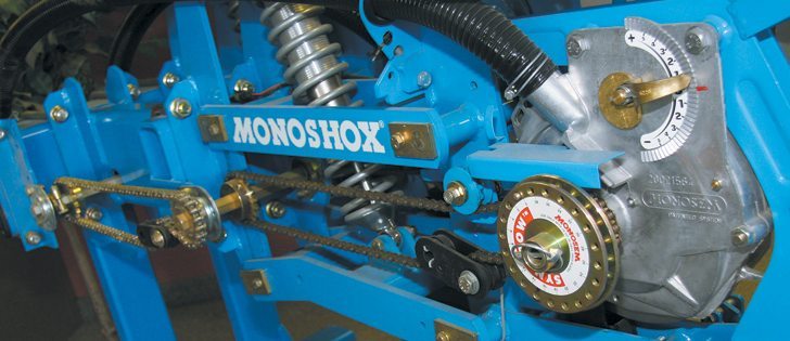 The chain drive unit uses the same tooth count on every sprocket so the system stays in alignment if one opener skips a beat.  |  Ron Lyseng photo
