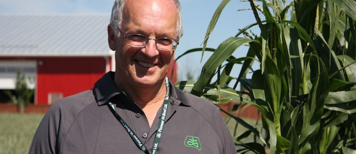 Tom Van Moorsel stands by corn plots at Pioneer DuPont's Edmonton greenhouse, the site of research on canola, corn and soybean hybrid variety development. | Mary MacArthur photo