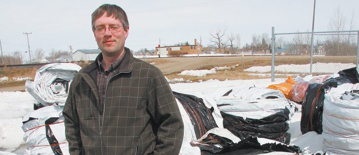 Travis Quirk, agricultural plastics co-ordinator with PCAB, says plastic from grain bags is relatively easy for recycling companies to handle.
|  Brian Cross photo
