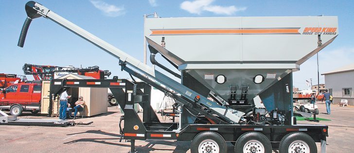 The largest bulk seed delivery cart from Speed King is this 330 bushel unit, which has two compartments and a rubber conveyor discharge rate that tops out at 900 pounds of seed per minute.  |  John Gregory, Arrowprint  photo