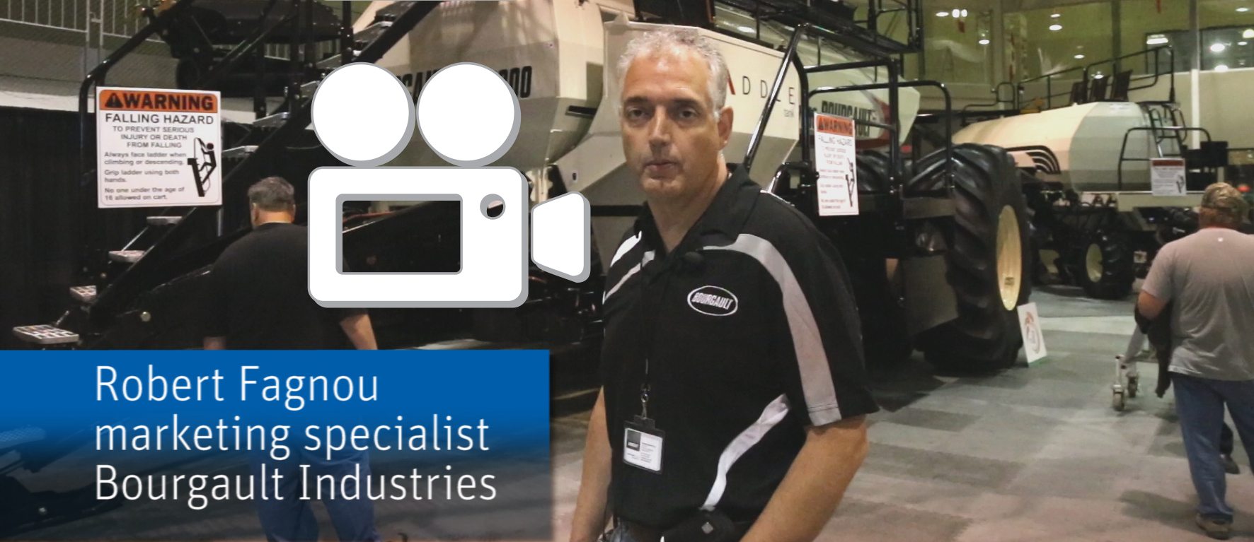 Robert Fagnou, marketing specialist at Bourgault Industries, describes the L7800 Air Cart at Canada's 2013 Farm Progress Show.