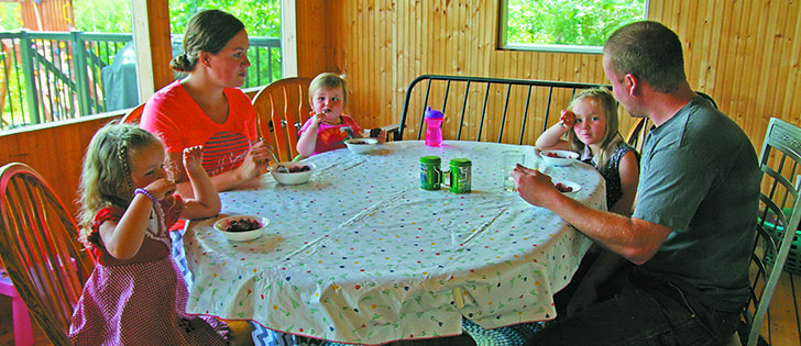 Calvin and Cassandra Russell took over the farm’s management from Calvin’s parents three years ago. Along with their children, Emilia, 4, Elyse, 3, and Everly, 1, they reside in the house where Calvin grew up.