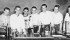 Teachers Dora Edwards, left, and Hugh McCall, right, instructed high school students in the science lab around 1947. | East Coulee School Museum photos