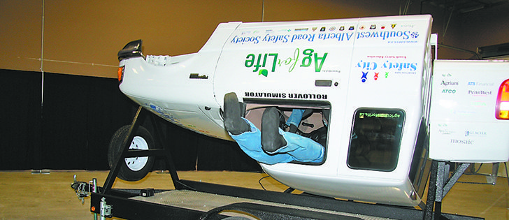 The rollover simulator shows people how passengers are thrown from a vehicle or crushed if they are not wearing seatbelts when the vehicle flips after hitting gravel, potholes or wildlife.  |  Barb Glen photo