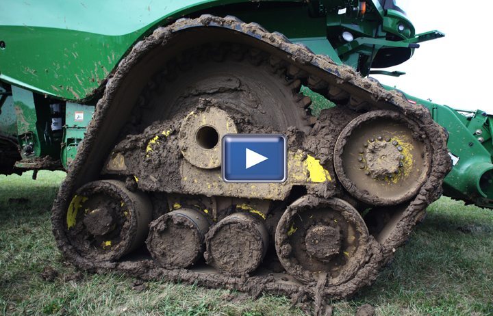 The forward idler gives the tracks an agressive approach to uneven ground, while the 36 inch width gives good floatation compared to tires or narrower tracks of a similar length.  |  Michael Raine photo