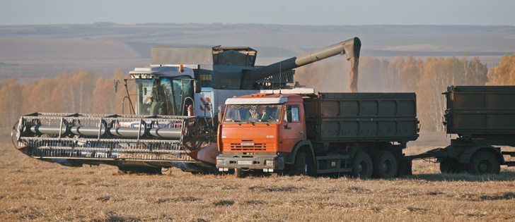 A combine works on a wheat field of the Svetlolobovskoye farm near the village of Novosyolovo, 240 kilometres south of Russia’s Siberian city of Krasnoyarsk, Oct. 7. Recent rain will cut the area Russia seeds for winter grains by one-fifth compared to the official forecast, the agriculture ministry said, fuelling speculation that 2014’s winter wheat crop could fall and put pressure on global supply.  |  REUTERS/Ilya Naymushin photo