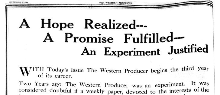 This ad was published in the Sept. 2, 1926 edition of The Western Producer.  |  Archival page