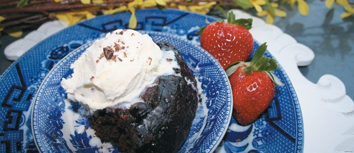 Serve saucy mocha chocolate pudding with fresh fruit and ice cream for a colourful dessert.  |  Jodie Mirosovsky photo 