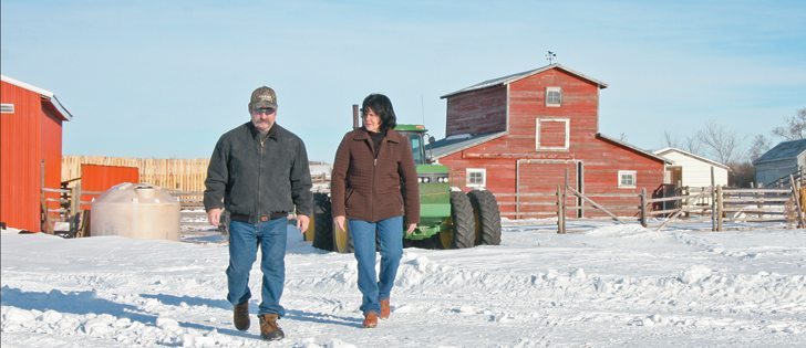 Andrew Zdunich, below, and his family settled in Hanley, Sask., a century ago. His son, Greg, and daughter-in-law, Cathy, above, look to a future on the farm that might include their son.  |  Karen Morrison photo