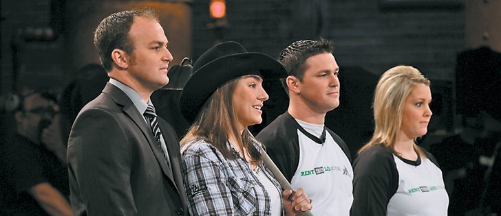 Kevin, Andrew, Brittany and Shannon Veurink of RentThisLand.com have 1,000 farmers registered on their website. This image is from an appearance on the TV show Dragons’ Den, which is scheduled to air in March.  |  CBC photo