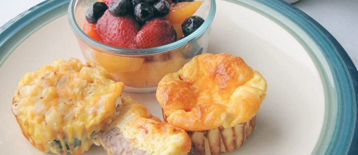 Breakfast sausage and egg muffins served with fruit or fruity muffins with cheese make an easy Mother’s Day breakfast. Or make a large batch to tuck into a busy mom’s freezer. They can be made ahead and reheated for a quick breakfast or work lunch.  |  Betty Ann Deobald photo