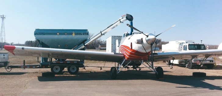 With farm sizes growing, Michael Yaholnitsky believes aerial application of dry fertilizer may be an option for western Canadian producers. | Michael Yaholnitsky photo