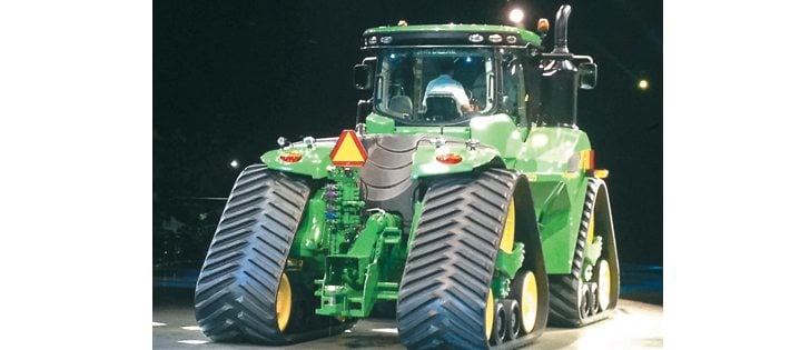 John Deere debuted its prototype articulated tracked tractor during a dealer event in Milwaukee, Wisconsin. The machine is a popular draw for dealers looking for an edge to market large tractors.  | Michael Raine photo