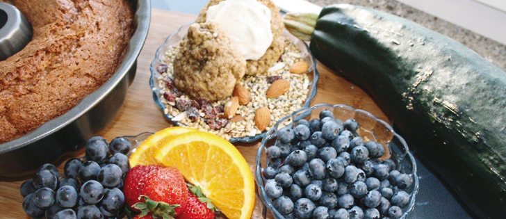 Treat guests this Thanksgiving to banana cake or zucchini cookies shown with fruit, seeds and nuts.  |  Jodie Mirosovsky photo