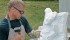 Stephen Yettaw carves a gargoyle at the Bears and Berries Festival, Fort George Museum, in Elk Point, Alta. | Stephen Yettaw photo