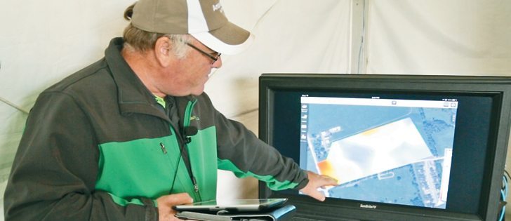 Colin Smith, Winfield sales representive in Ontario, says the R7 Tool computer program can provide growers information on a field that even agronomists who have worked with the field for years do not have. The R7 Tool provides variable rate prescriptions for seed, crop protection and crop nutrient applications. | Robin Booker photo.