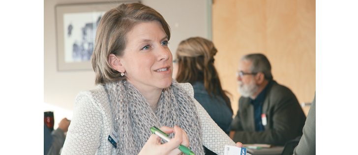 Cory Chalk, Farm Credit Canada director of marketing programs, shares her thoughts at a farm leadership meeting in Headingley, Man. Manitoba’s 4-H Council held a workshop in January to discover how to develop the next generation of farm leaders in Manitoba.  |  Robert Arnason photo
