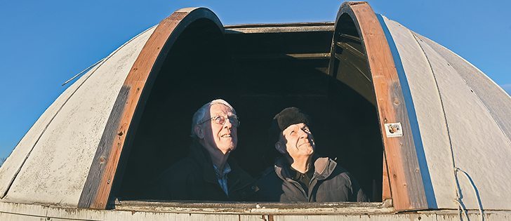 Garry Stone, left, and Tenho Tuomi have much in common as farmers, astronomers and friends. | William DeKay photo 