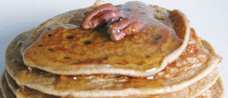 Gluten-free pumpkin pancakes have a wonderful spicy flavour that everyone will enjoy. Serve topped with maple syrup and toasted pecans.  |  Betty Ann Deobald photo