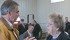 Mary Readman of Consort, Alta., corners PC leader Jim Prentice about rural hospitals, especially the need to reopen rural hospitals. | Mary MacArthur photo