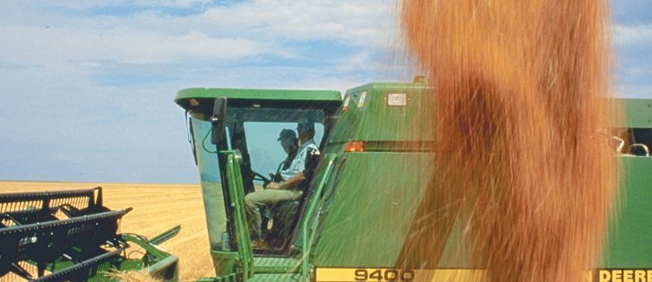 With drier weather in the forecast this week, combines in Texas should be able to restart the harvest that was delayed by two weeks of heavy rain. Growers will have to contend with lodged and sprouting wheat and quality will likely be downgraded.  |  USDA photo
